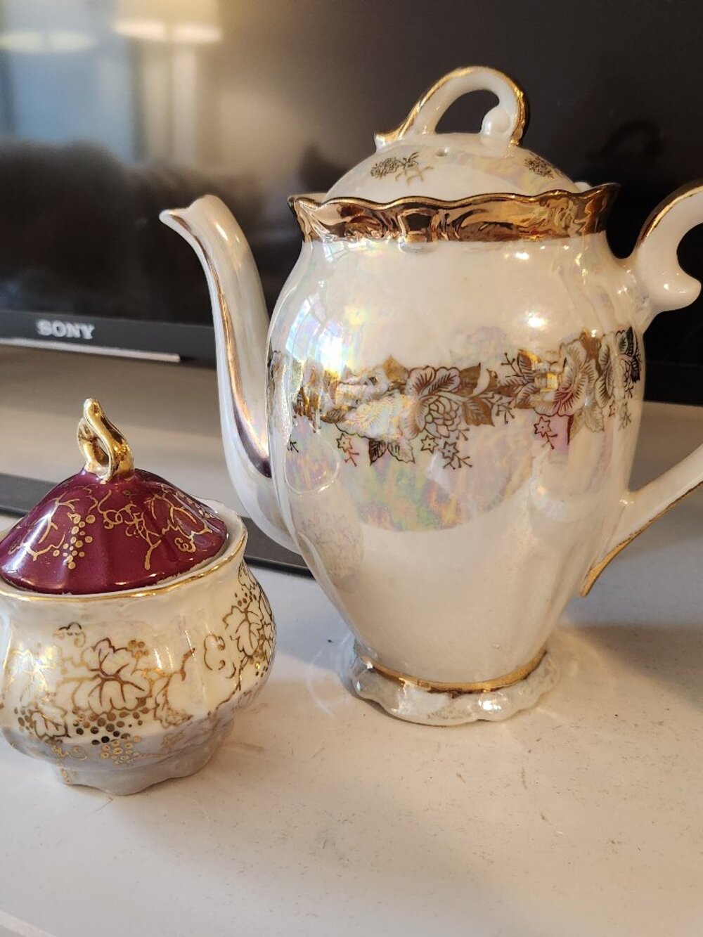 Antique Teapot and Sugar Bowl